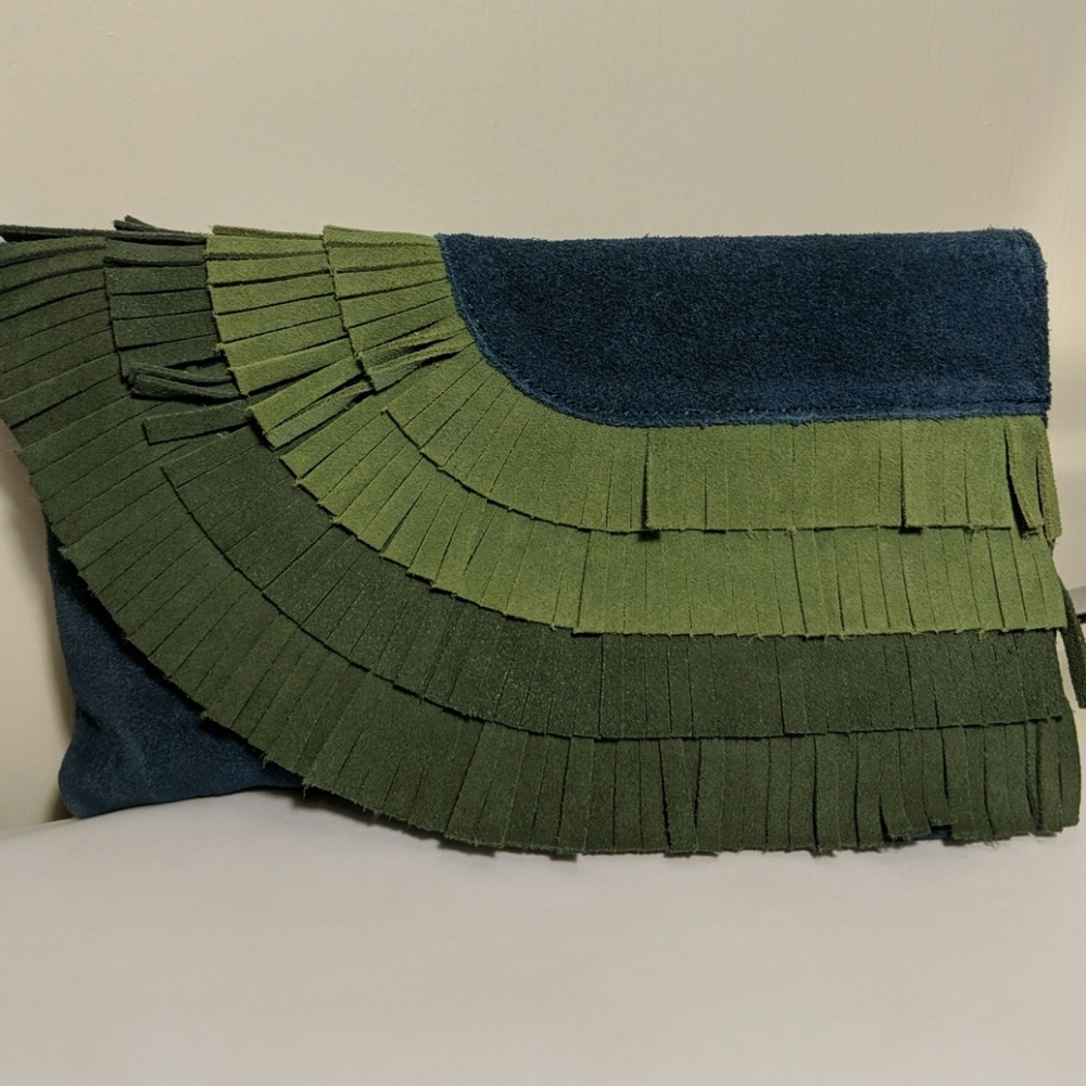 NWOT Suede Fringe Clutch